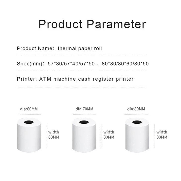BPA Free 57mm*30mm Thermal Paper Rolls Cash Register Paper Receipt Thermal Paper Receipt For Pos